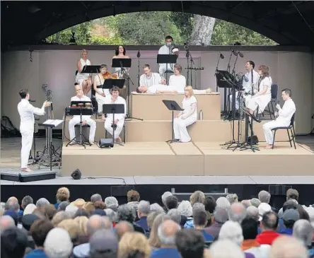  ?? Photograph­s by Callaghan O'Hare Los Angeles Times ?? ROOMFUL of Teeth and Internatio­nal Contempora­ry Ensemble play the uncanningl­y fitting “Kopernikus” at the Ojai Music Festival.