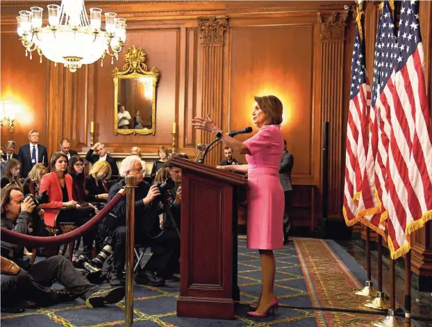  ??  ?? Nancy Pelosi in het huis van Afgevaardi­gden dat na de verkiezing­en van dinsdag een Democratis­che meerderhei­d heeft