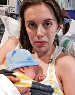  ??  ?? disgusted: Amy Butler, with baby Bradley, was left in agony