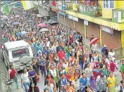  ?? PTI FILE ?? Gorkhaland supporters during a rally at Mirik in Darjeeling, West Bengal, last month.