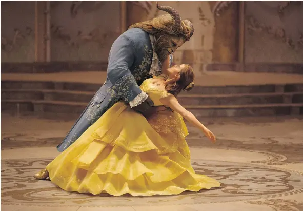  ?? — PHOTOS: DISNEY ?? Dan Stevens stars as The Beast and Emma Watson does a bang-up job as Belle in a live action adaptation of the animated classic, Beauty and the Beast. Sparks fly between the two after they develop a close friendship based on their mutual love of books.