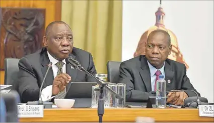  ?? Photo: Kopano Tlape ?? In a forgiving mood: President Cyril Ramaphosa’s (left) emphasis of the good former health minister Zweli Mkhize (right) has done betrays a level of tolerance for unethical behaviour that is endemic in the ANC.