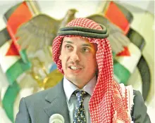  ?? /REUTERS ?? El antiguo príncipe heredero Hamza bin Husein fue amonestado por la milicia jordana