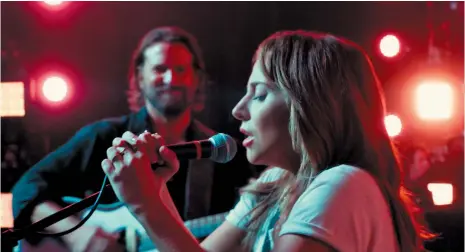  ??  ?? Bradley Cooper and Lady Gaga in A Star Is Born