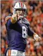  ?? GETTY IMAGES ?? Auburn QB Jarrett Stidham has beaten Georgia and Alabama in the past month.