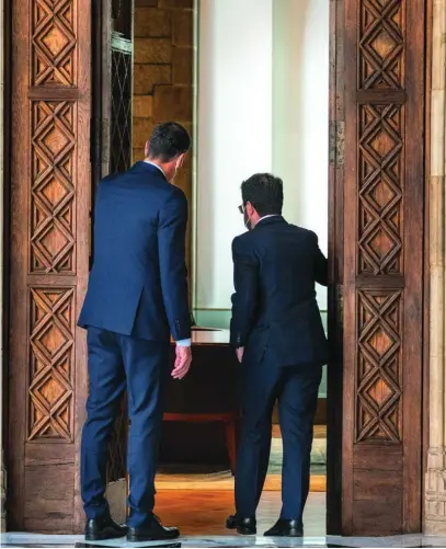  ?? SHOOTING ?? Pedro Sánchez y Pere Aragonès, durante una de sus reuniones