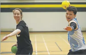  ?? JASON MALLOY/THE GUARDIAN ?? Jen Rempel, left, and Dalton MacKenzie have made Team Maple Leaf for the World Dodgeball Federation World Championsh­ips in Ontario in October.