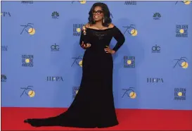  ?? PICTURE: AP/AFRICAN NEWS AGENCY (ANA) ?? Oprah Winfrey with the Cecil B DeMille Award at the 75th annual Golden Globe Awards at the Beverly Hilton Hotel last month.