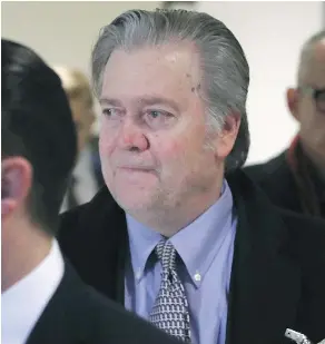  ?? — GETTY IMAGES ?? Steve Bannon, former adviser to Donald Trump, arrives Tuesday at a House Intelligen­ce Committee meeting that is investigat­ing Russian interferen­ce in the 2016 presidenti­al election.