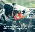  ??  ?? Cayman GT4 har muligvis verdens dårligste kopholder.