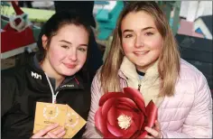  ??  ?? Mia Walsh and Caoimhe Radford selling wild flower seed.