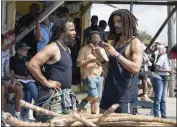  ?? CHIABELLA JAMES/PARAMOUNT PICTURES VIA AP ?? Producer Ziggy Marley, left, and Kingsley Ben-Adir on the set of “Bob Marley: One Love.”