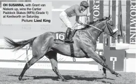  ?? Picture: ?? OH SUSANNA, with Grant van Niekerk up, wins the Cartier Paddock Stakes (WFA) (Grade 1) at Kenilworth on Saturday.