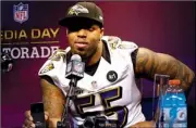  ?? Associated Press ?? Baltimore Ravens linebacker Terrell Suggs answers a question during media day for Super Bowl XLVII on Tuesday in New Orleans.