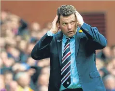 ?? Picture: SNS. ?? Graeme Murty reacts to the miss by Morelos.