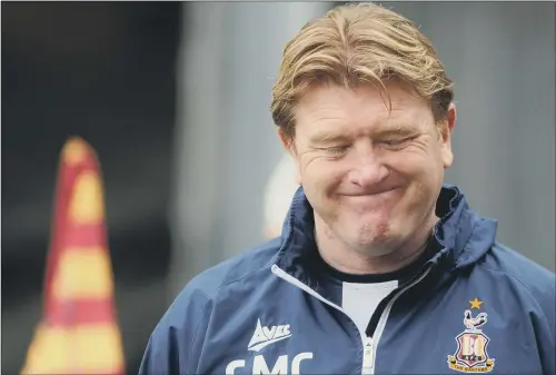  ?? PICTURE: TONY JOHNSON ?? DISMAY: Stuart McCall was frustrated last season that Bradford City could not replicate their League form in the two major cup competitio­ns.