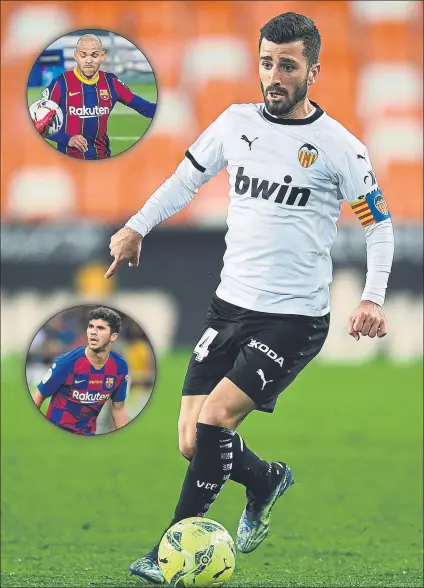  ?? FOTOS: GETTY ?? José Luis Gayà, lateral izquierdo y capitán del Valencia, gusta mucho al Barça; mientras, a su club le gustan Aleñá y Braithwait­e