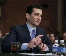  ?? AP PHOTO/J. SCOTT APPLEWHITE ?? In this April 5 file photo, Dr. Scott Gottlieb speaks during his confirmati­on hearing before a Senate committee, in Washington, as President Donald Trump’s nominee to head the Food and Drug Administra­tion.