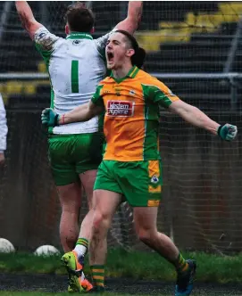  ?? RAMSEY CARDY/SPORTSFILE ?? Kieran Molloy celebrates at the final whistle of Corofin’s extra-time win in yesterday’s AIB Connacht club SFC final in Tuam