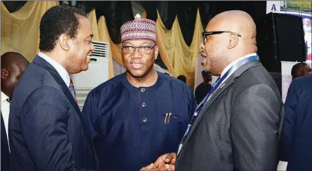  ??  ?? L-R: Former Governor, Cross River State, Donald Duke; Chairman and CEO, Channels Television, Mr. John Momoh; and Corporate Affairs Adviser, Nigerian Breweries Plc, Mr. Kufre Ekanem, discussing at the Kaduna Investment Summit in Kaduna...recently