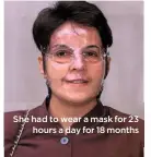  ??  ?? She had to wear a mask for 23 hours a day for 18 months