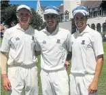  ??  ?? THREE CENTURIONS: The three Grey High bowlers who have taken 100 wickets for the first cricket team are, from left, Tiaan van Vuuren (100), Nick Fowler (105) and Connor de Lange (140)