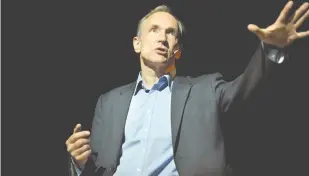 ?? (Vincent West/Reuters) ?? WORLD WIDE WEB founder Tim Berners-Lee delivers a speech at the Bilbao Web Summit in 2011.