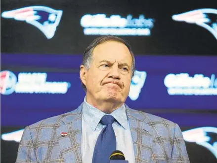  ?? STEVEN SENNE AP ?? Bill Belichick faces reporters during a news conference Thursday announcing his departure as the New England Patriots’ head coach.