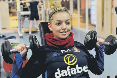  ??  ?? Sunderland Ladies’ Keira Ramshaw gets down to work in training. Picture by Frank Reid