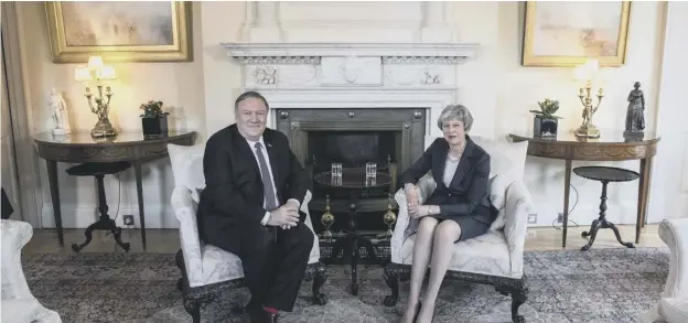  ??  ?? 0 US Secretary of State Mike Pompeo was in London yesterday where he met Prime Minister Theresa May at 10 Downing Street