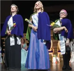  ?? BARB AGUIAR/Westside Weekly ?? First Vice Ambassador Jordyn Lowen, Ambassador Lexington Kinnear and Second Vice Ambassador Cassidy Kuse were crowned pageant night in June 2017.