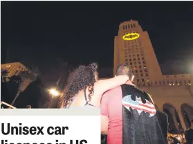  ?? Picture: AFP ?? GONE. The Batman signal is projected on to the Los Angeles city hall in a tribute to the late actor Adam West who played him.