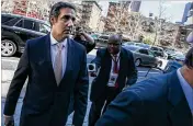  ?? JEENAH MOON / THE NEW YORK TIMES ?? The president’s ex-lawyer Michael Cohen, seen in April at a court in New York, may be charged with bank fraud and more financial crimes, sources say.