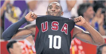  ?? AFP ?? Kobe Bryant celebrates after the USA won gold at the 2008 Olympic Games in Beijing.