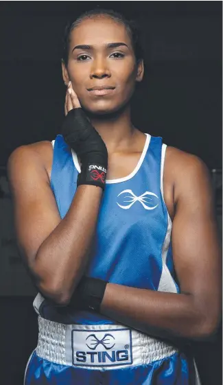  ?? PLENTY OF PUNCH: Model Tiki Fraser is turning heads in the boxing ring. Picture: DAVID KELLY ??