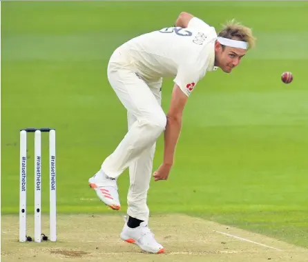  ??  ?? Taking aim:
England bowler Stuart Broad in full flow