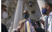  ?? J. SCOTT APPLEWHITE — THE ASSOCIATED PRESS ?? Rep. Bennie Thompson D-Miss., chairman of the House Select Committee on the Jan. 6attack speaks with reporters outside the Capitol in Washington, Friday.