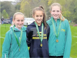 ??  ?? Charnwood AC U13 girls from left to right: Rachel Newport, Gracie-Rose Walters, Lucy Morrison.