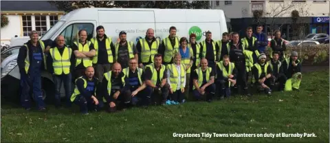  ??  ?? Greystones Tidy Towns volunteers on duty at Burnaby Park.