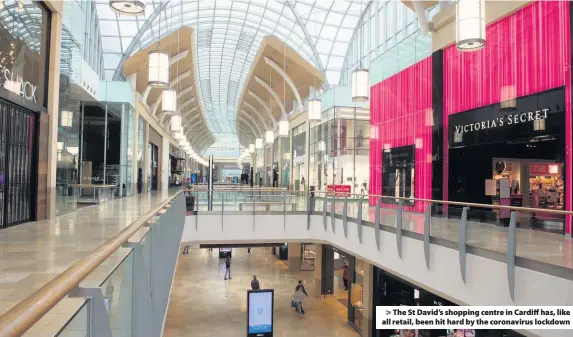  ??  ?? > The St David’s shopping centre in Cardiff has, like all retail, been hit hard by the coronaviru­s lockdown