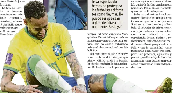  ?? FOTO: AP ?? Neymar, tras caer lesionado en el partido de Brasil contra Serbia el pasado jueves