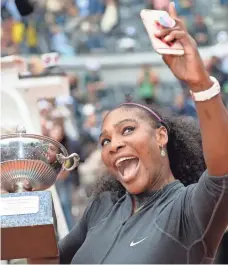  ?? FILIPPO MONTEFORTE, AFP/GETTY IMAGES ?? “I’m obsessed with the filters. That’s my favorite part, the filters,” says Serena Williams, who posts frequently on Snapchat.