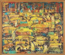  ??  ?? One of the prized pieces of the AAG collection is Vicente Manansala’s “Jeepney,” which the National Artist painted in 1951.