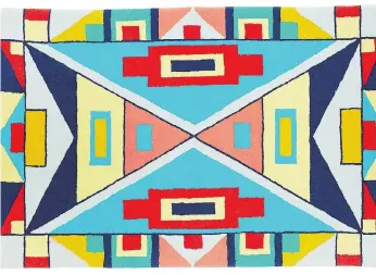  ?? CRATE & BARREL ?? Bethany Yellowtail beautifull­y crafts Great Plains Native American motifs into Crate & Barrel’s bold geometric B. Yellowtail Not Afraid Rug, which is sold exclusivel­y at Crate & Kids.