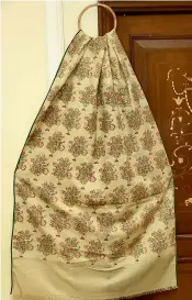  ??  ?? The Hyderabadi shawl made for the mughals is priced around `15 lakh and is around 200250 years old