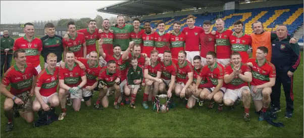  ??  ?? Rathnew celebrate after winning the Wicklow Senior football championsh­ip.