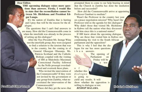  ??  ?? President Edgar Lungu Hakainde Hichilema