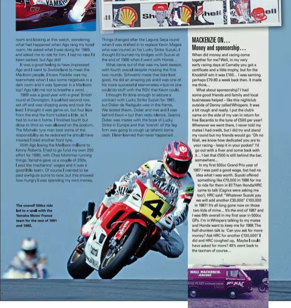  ??  ?? The one-off 500cc ride led to a spell with the Yamaha Motor France team for the rest of 1991 and 1992.