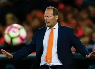  ?? AP ?? Danny Blind gestures during the match against Bulgaria. —