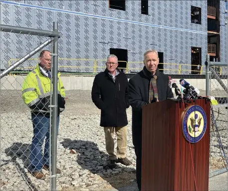  ?? GRACE ZOKOVITCH — BOSTON HERALD ?? Rep. Stephen Lynch speaks on Steward Health Care’s lack of financial transparen­cy outside of the closed Norwood Hospital facility on Wednesday.